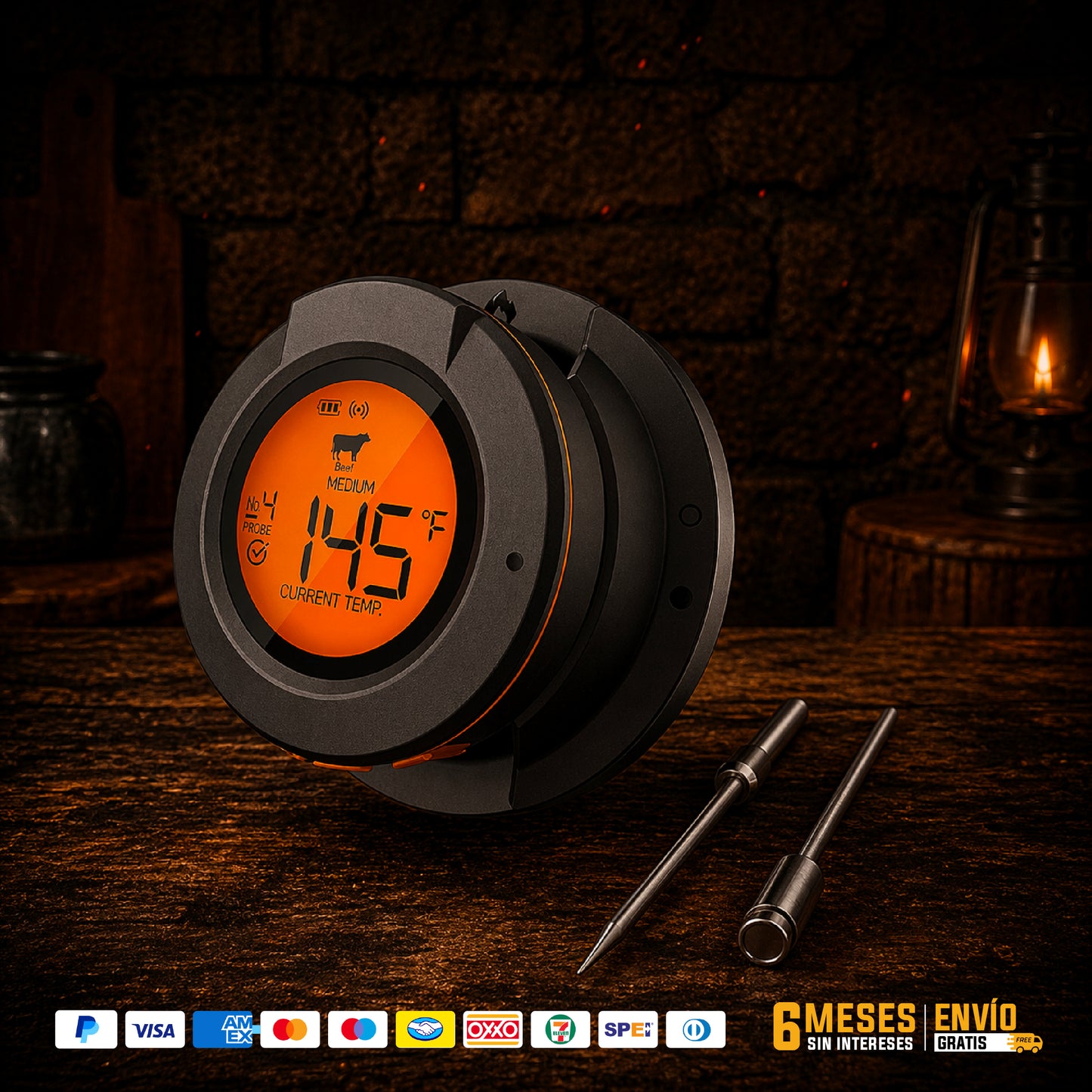 Termómetro Inteligente para Asador | Control por App – Vikingo Barriles México