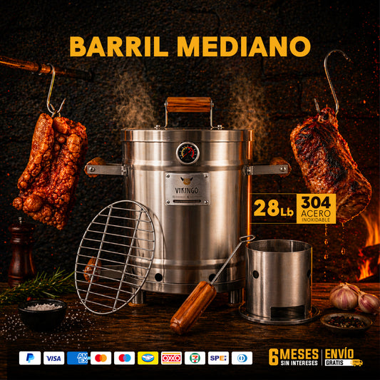 Barril Asador Mediano Premium de 12,7 Kg | Vikingo Barriles México