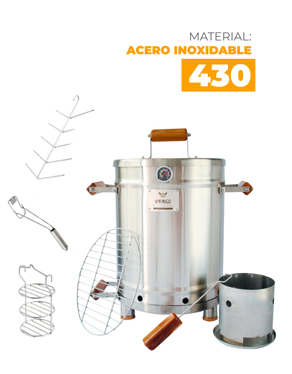 Combo Barril Asador Mediano con Termómetro Inteligente | 12,7 Kg