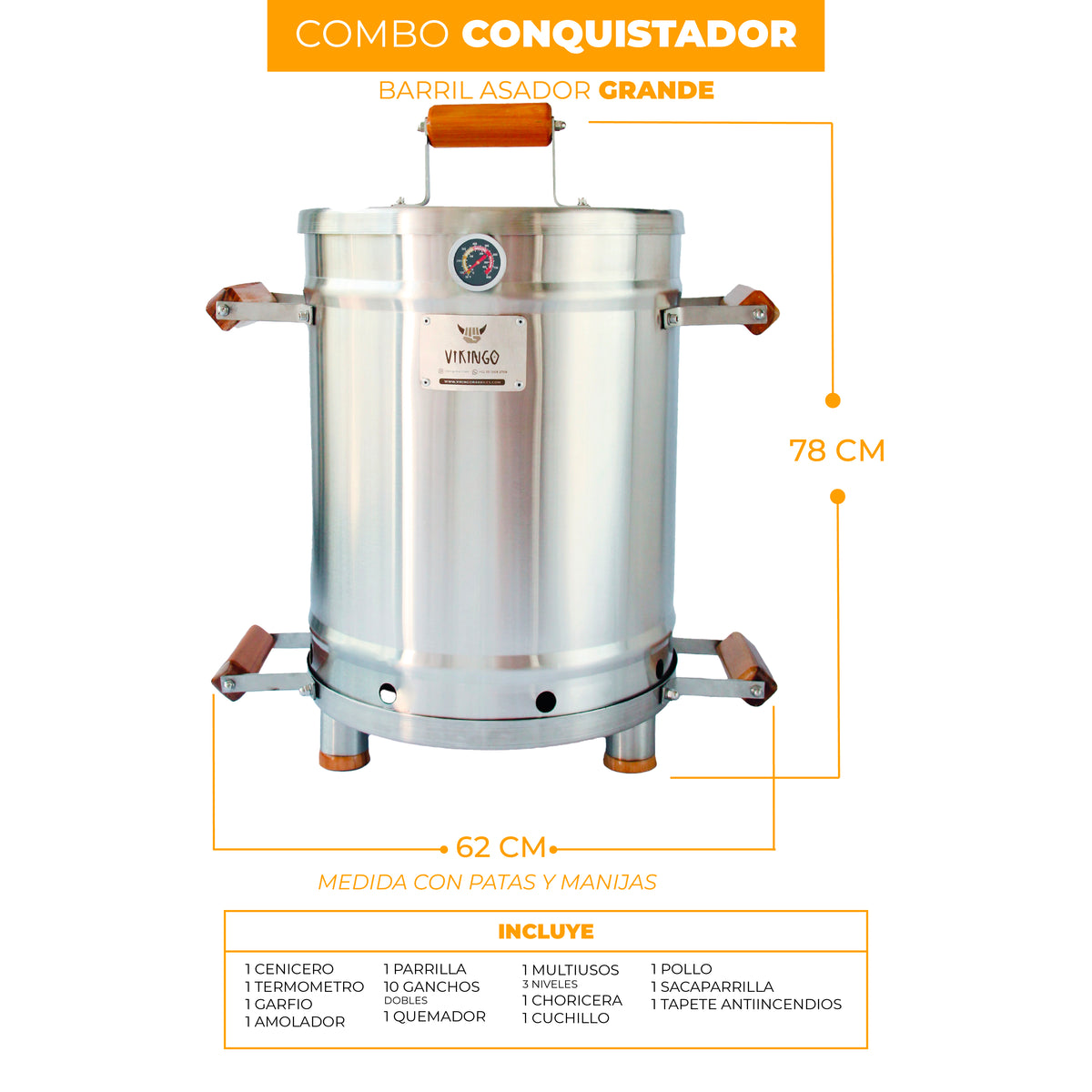 Combo Conquistador Barril Asador Grande | 17 Kg