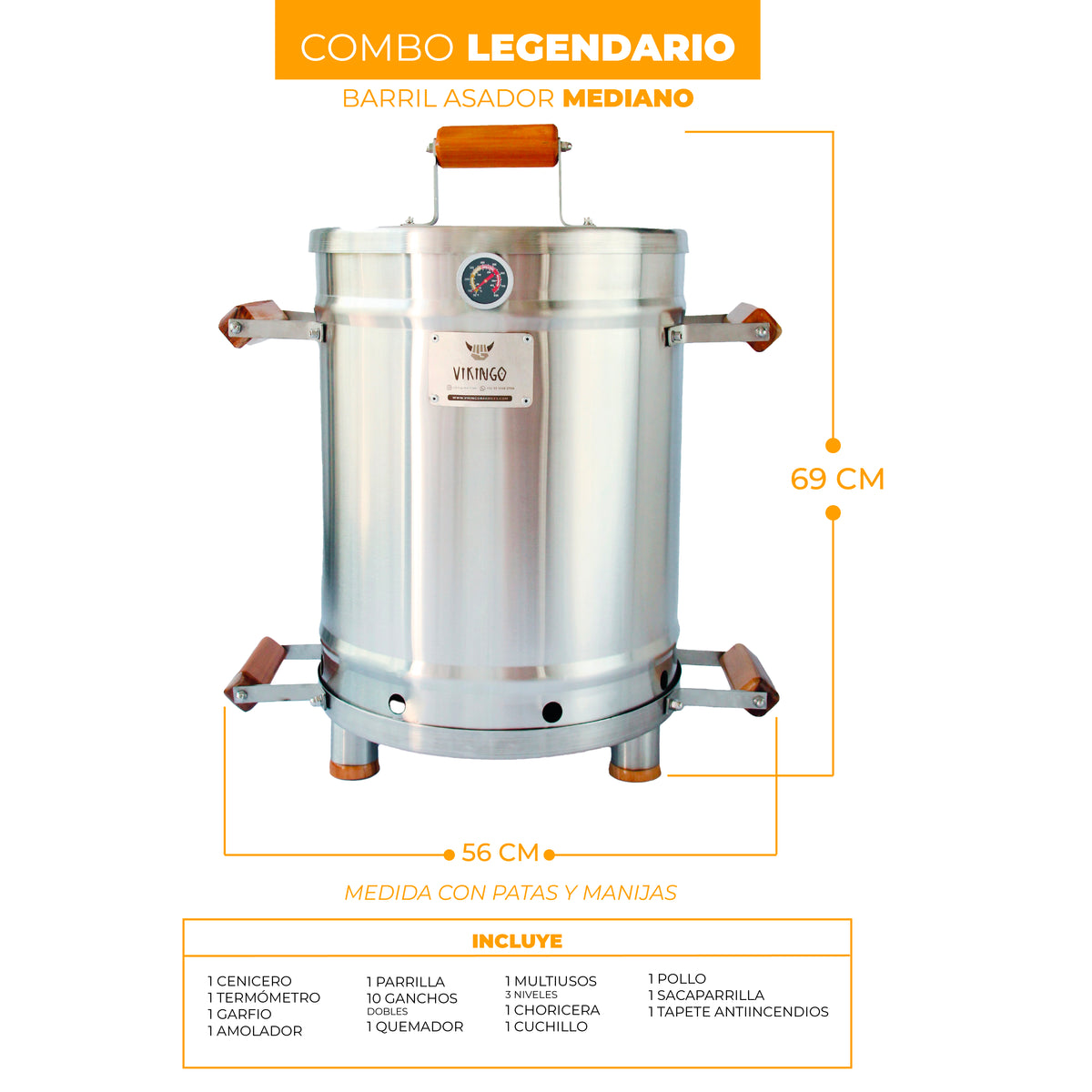 Combo Guerrero Barril Asador Mediano | 12,7 Kg
