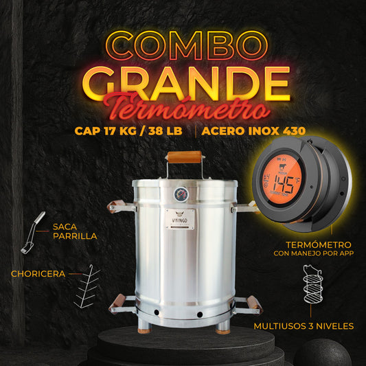 Combo Barril Asador Grande con Termometro Inteligente | 17 Kg