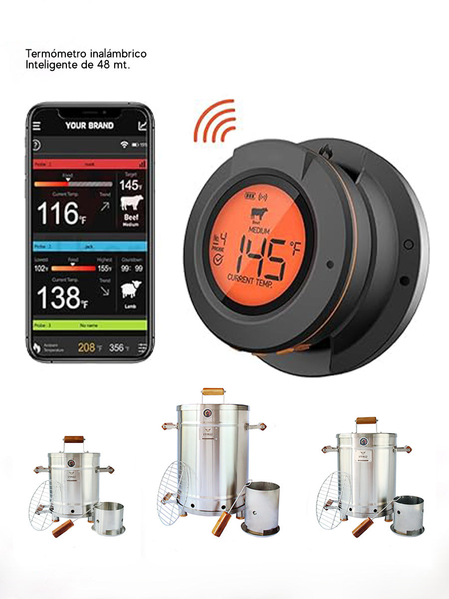 Termómetro Inteligente para Barril Asador | Control por App – Vikingo Barriles México