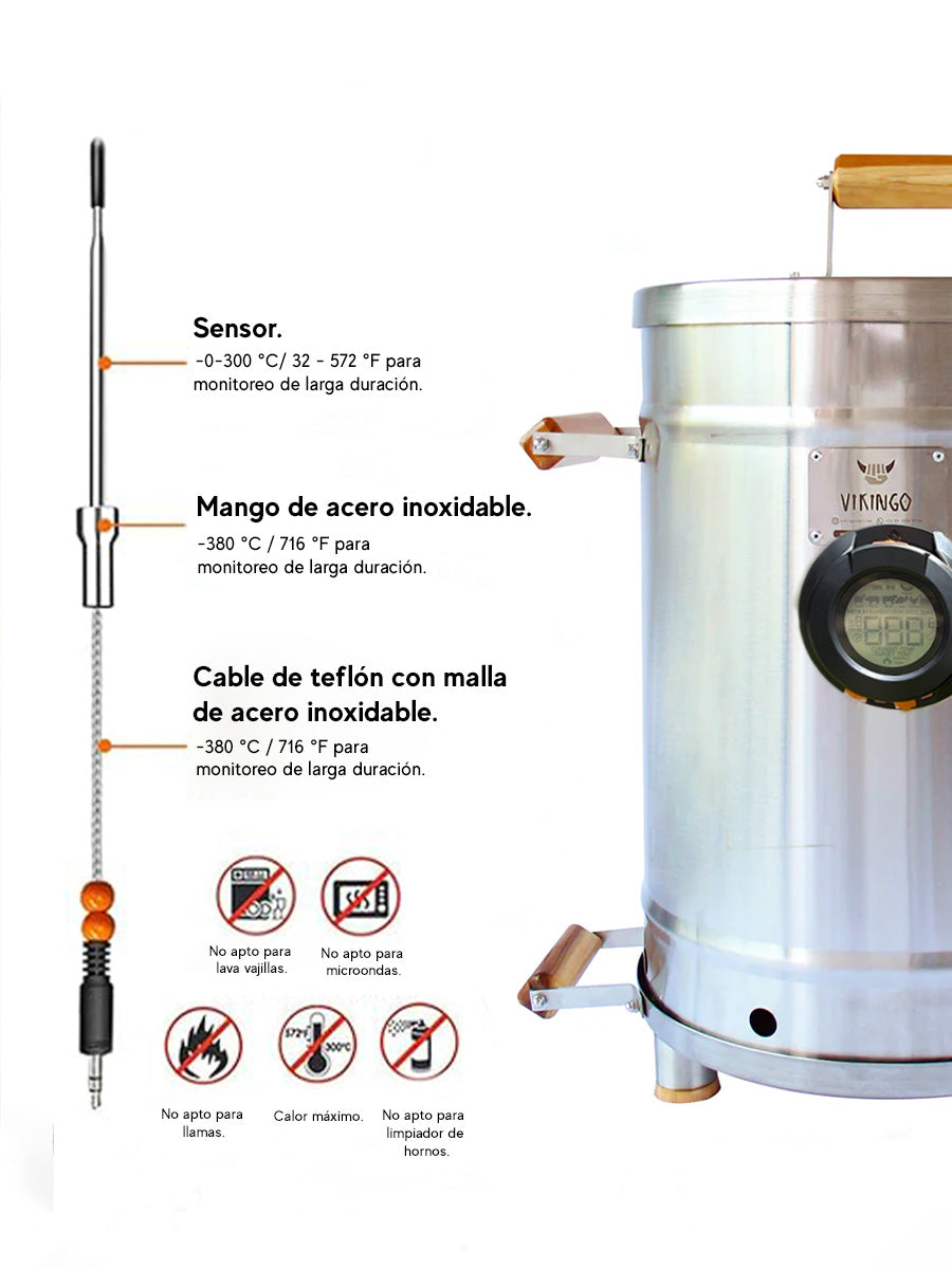 Termómetro Inteligente para Barril Asador | Control por App – Vikingo Barriles México